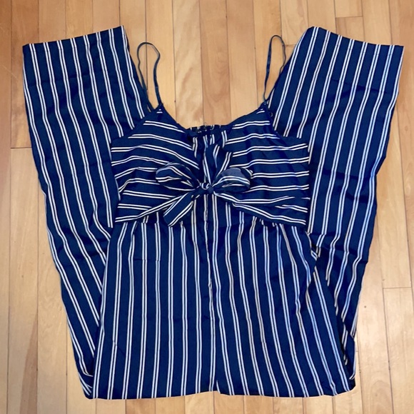 Navy Striped jumpsuit - Picture 2 of 4